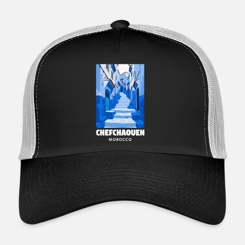 Blue Chefchaouen Gassenweg Trucker Cap