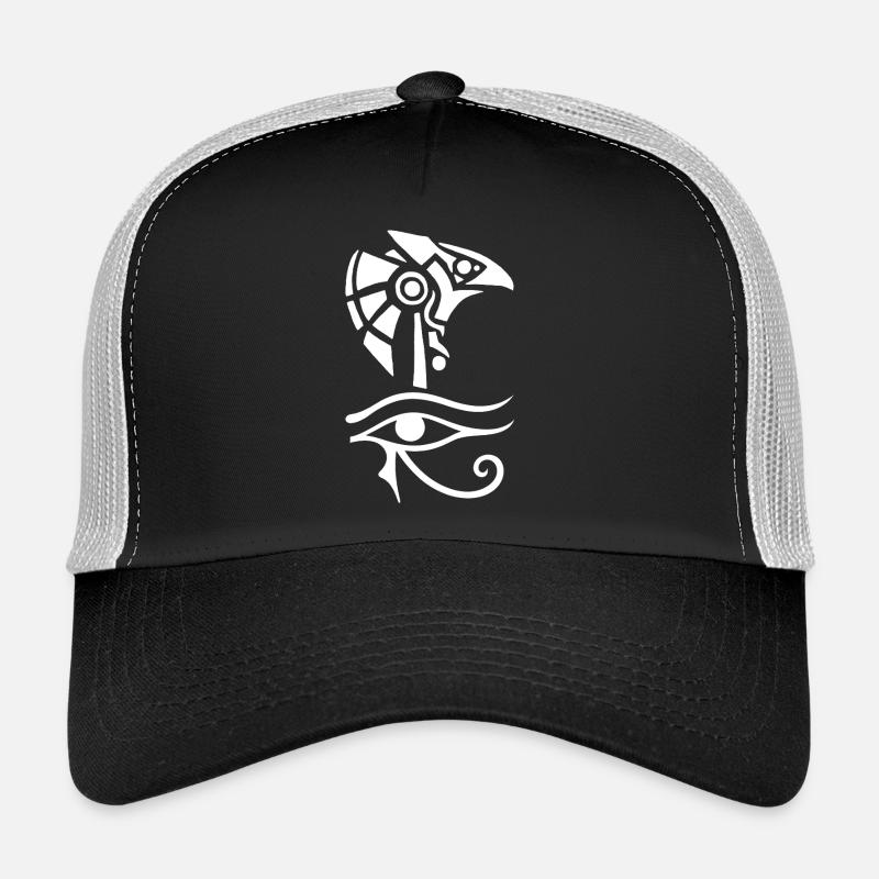 Dieu égyptien et oeil d'Horus (blanc) Casquette trucker 