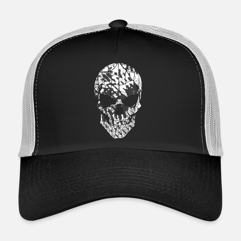Motif de camouflage de crâne Noir Blanc Casquette trucker 
