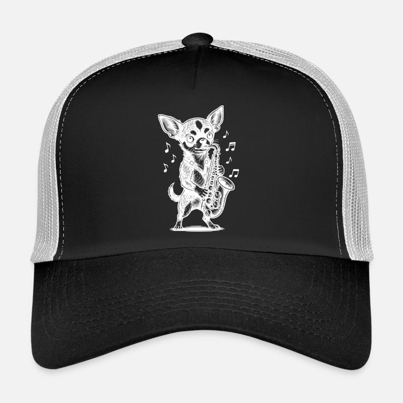Conception de saxophone Chihuahua - Casquette trucker  - noir/gris pierre