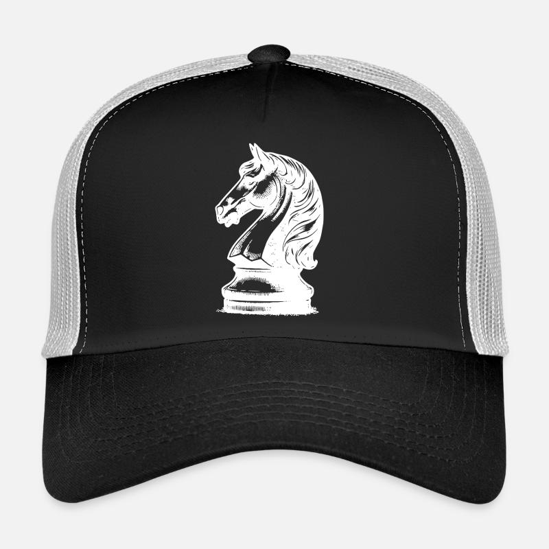 Échiquier avec pièces, roi et pions Casquette trucker 