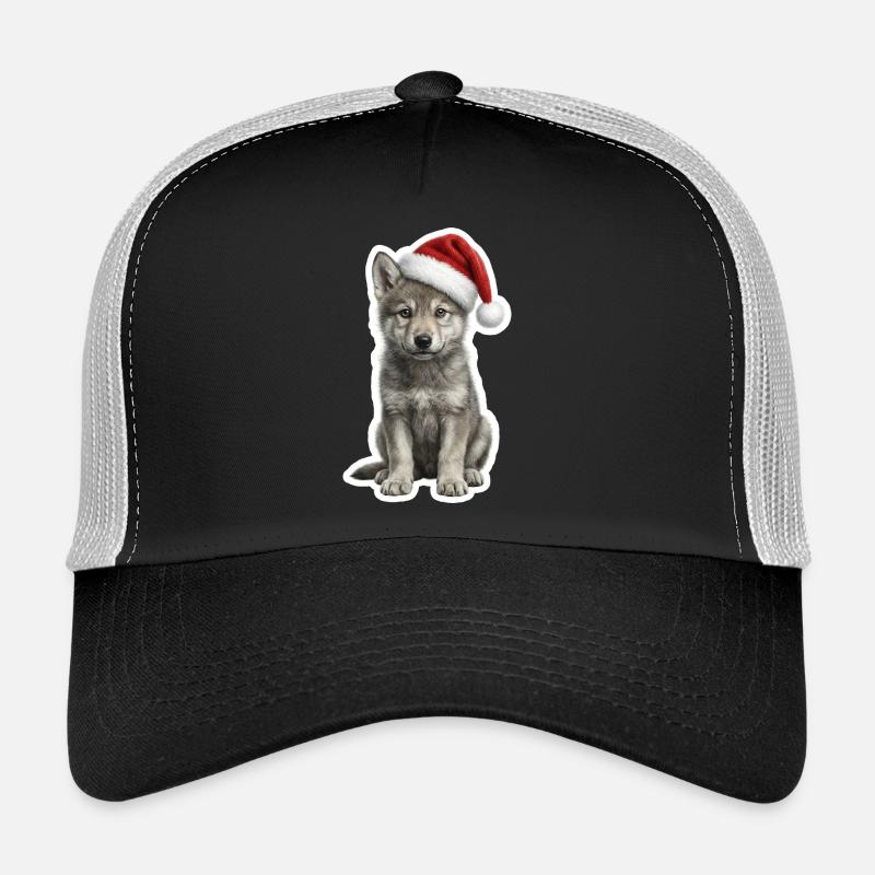 Wolf Puppy - Cute Santa Hat Trucker Cap