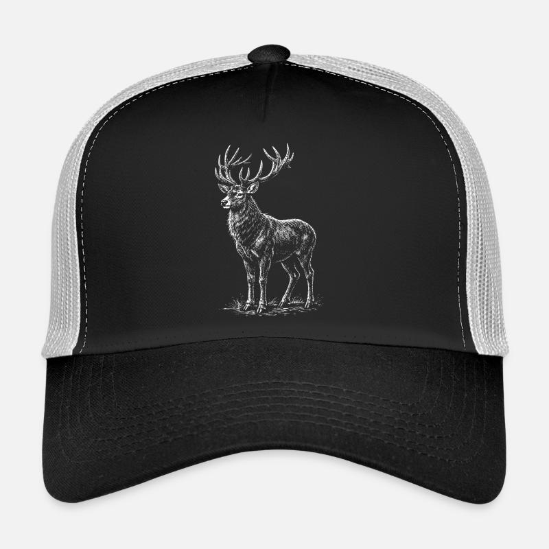 Weiße Hirsch-Silhouette mit Geweihen Trucker Cap