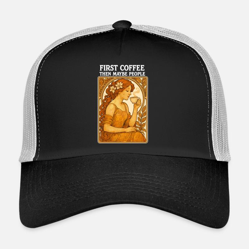 First Coffee Then People Vintage Pinup Gift Trucker Cap
