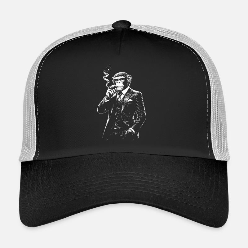 Elegant and Funny Monkey Smoking Cigar Trucker Cap