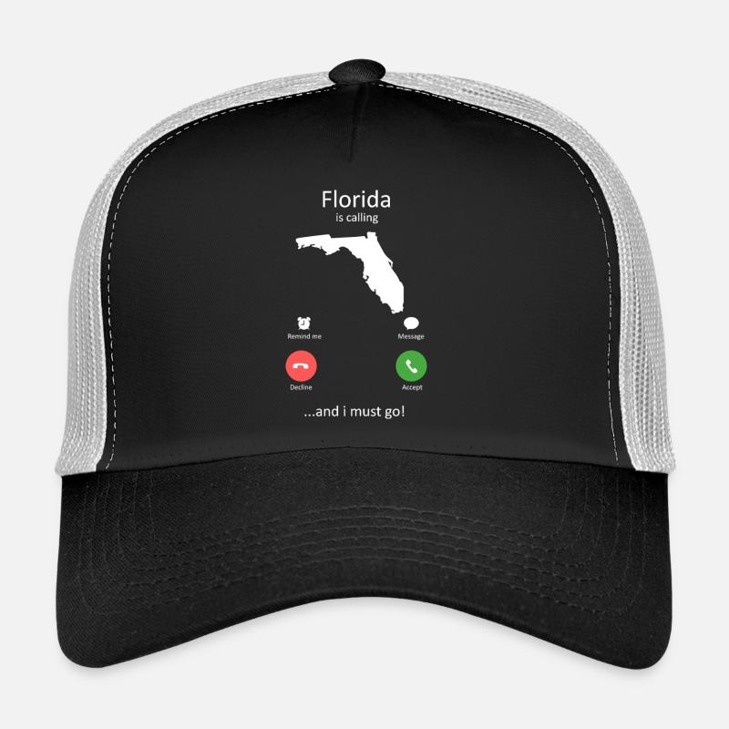 Florida Calling and I Must Go Phone Interface Art Trucker Cap