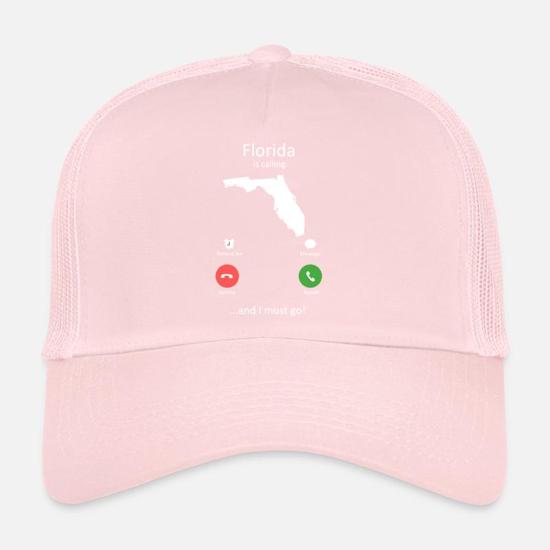 Florida Calling and I Must Go Phone Interface Art Trucker Cap