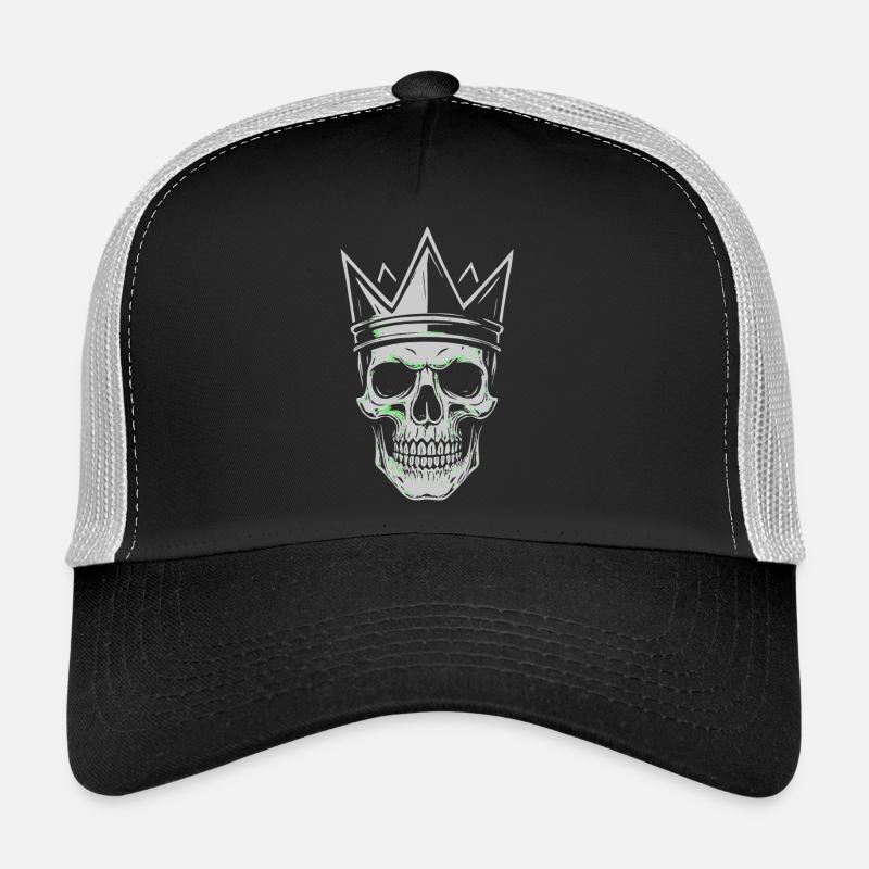 Motif de crâne couronne pour les éventails de crâne et de roche Casquette trucker 