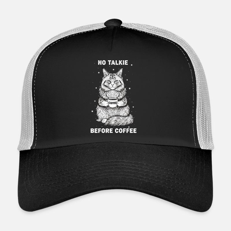 Kein Gespräch Vor Kaffee Liebhaber Katze Trucker Cap
