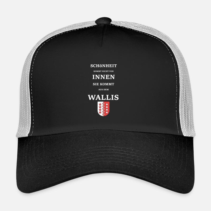 WALLIS 2 Weiss Txt - Trucker Cap - Schwarz/Steingrau