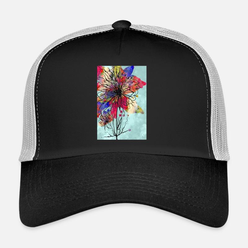 Bunte Blume - Trucker Cap - Schwarz/Steingrau