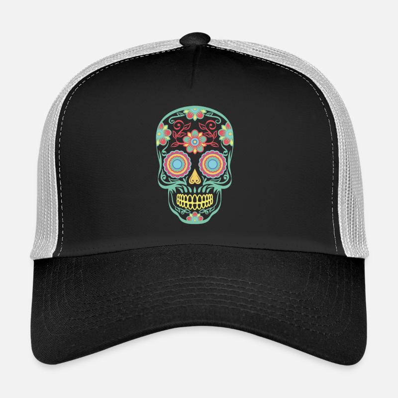 Schädel-Mexiko - Trucker Cap - Schwarz/Steingrau