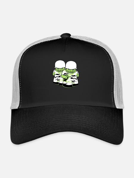 2 amis équipe couple soldat camouflage guerre armée - Casquette trucker  - noir/gris pierre - Devant