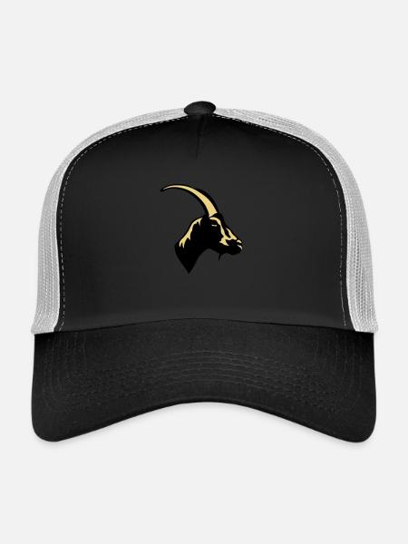 chevre animal domestique goat 1 - Casquette trucker  - noir/gris pierre - Devant