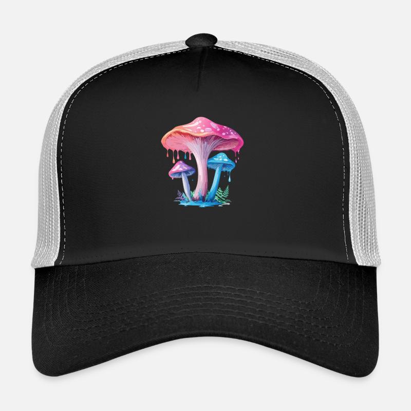 Champignon rose bleu Casquette trucker 