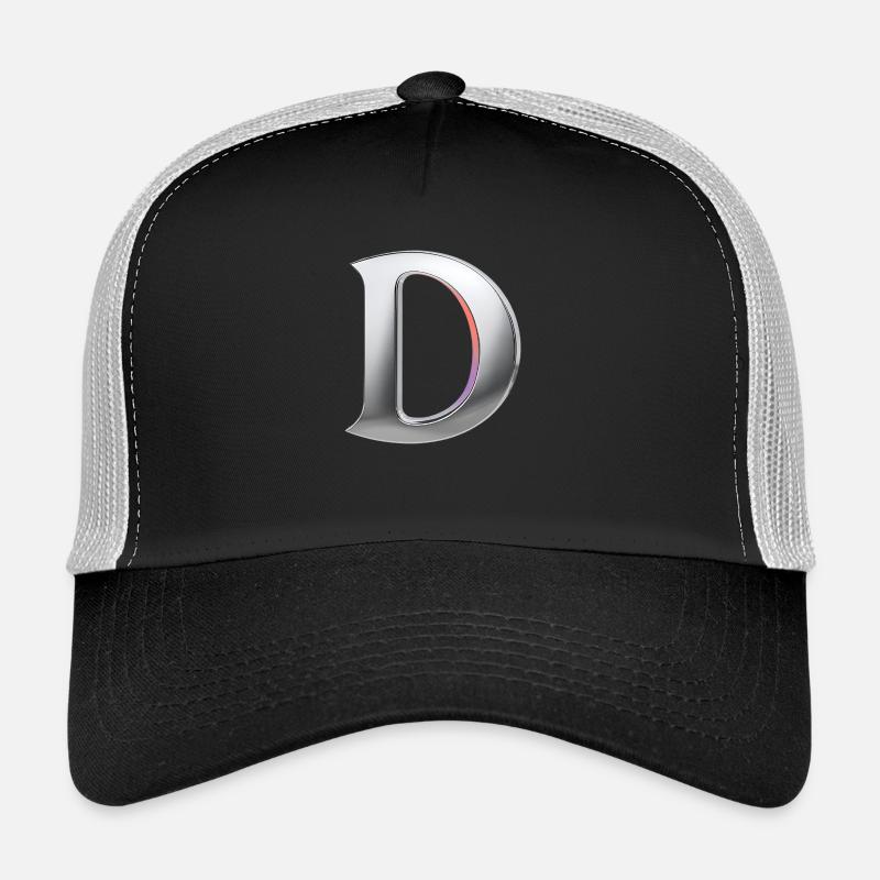 Chrome ,, D " Metallic - Trucker Cap - Schwarz/Steingrau