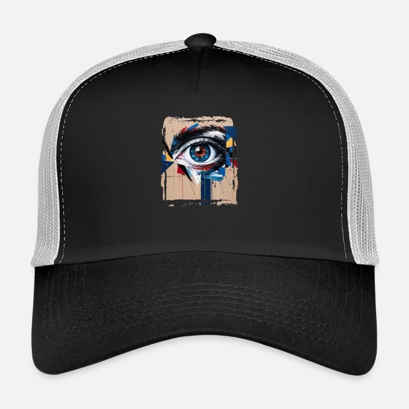 Abstraktes Auge, gemalt mit einem bunten Pinsel - Trucker Cap - Schwarz/Steingrau