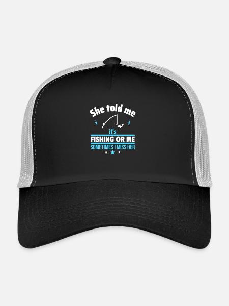 Elle a dit, la pêche ou moi, drôle de pêche - Casquette trucker  - noir/gris pierre - Devant