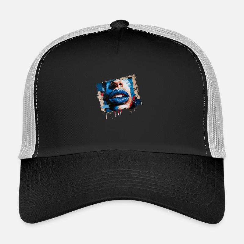 Abstrakte Lippen, die mit einem bunten Pinsel bemalt sind Trucker Cap