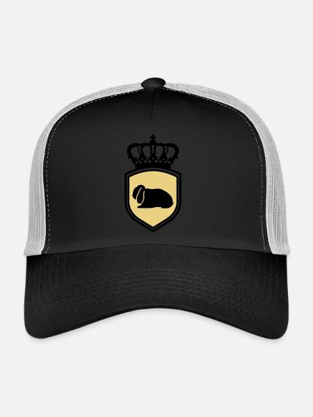 NHD emblem Dwarf Lop rabbit coat of arms crown - Trucker Cap - black/stone grey - Front