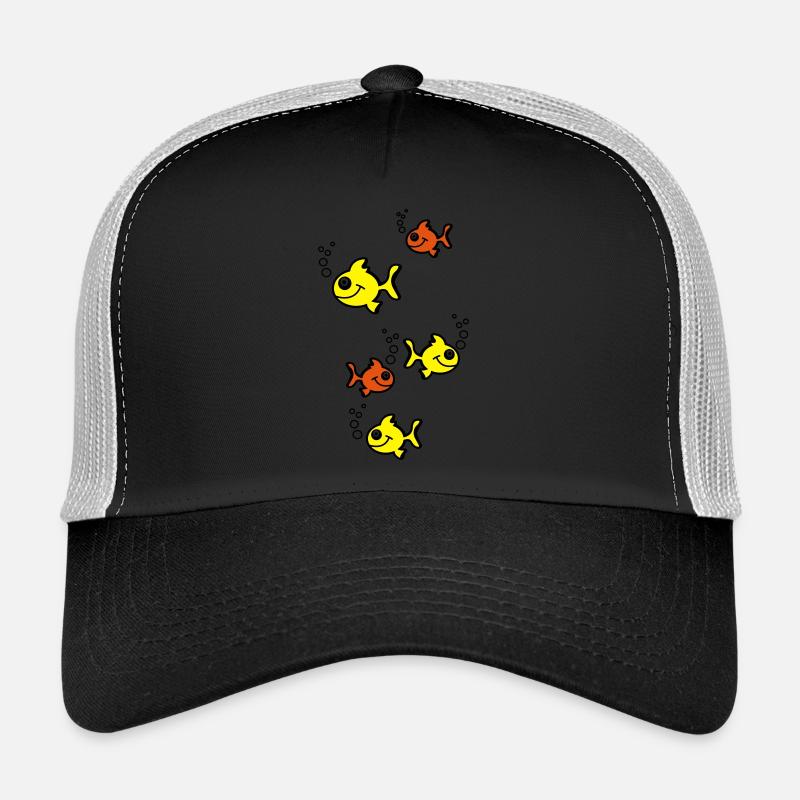 fische - Trucker Cap - Schwarz/Steingrau
