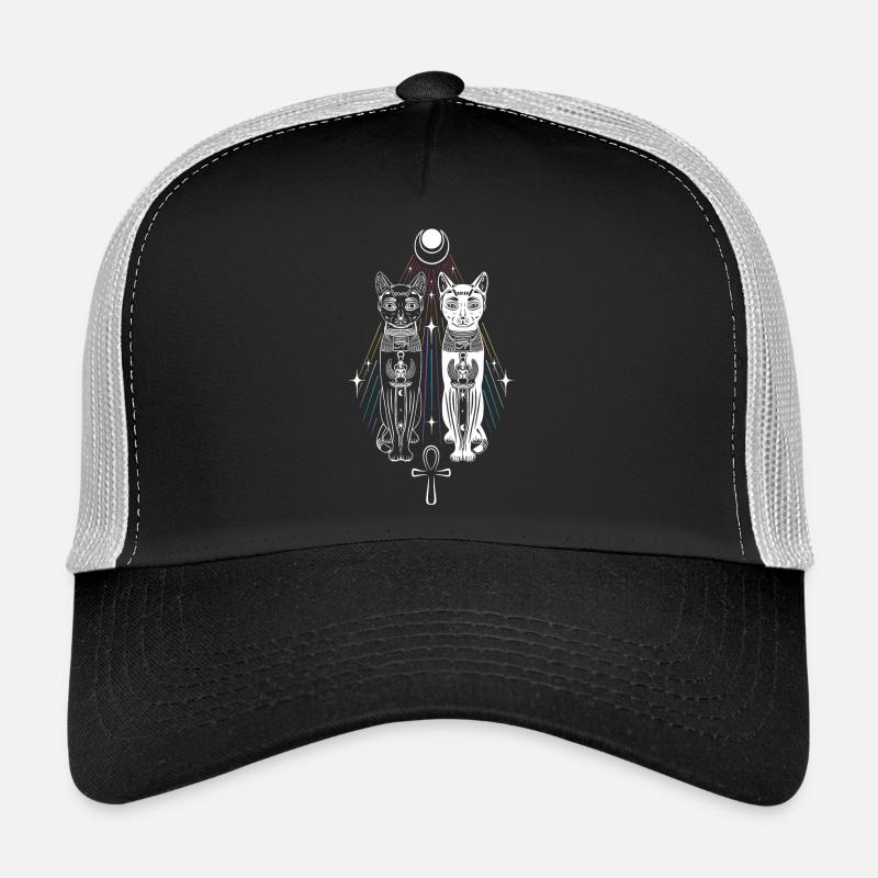 Deux Chats Bastet Dualité Ankh Chat Déesse Casquette trucker 