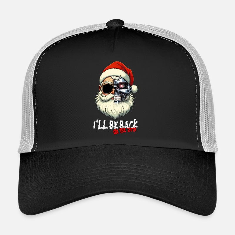 Cyber Santa Claus Terminator I´LL BE BACK - Trucker Cap - Schwarz/Steingrau