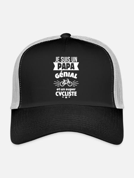 Papa génial & cycliste – idée fête des pères - Casquette trucker  - noir/gris pierre - Devant