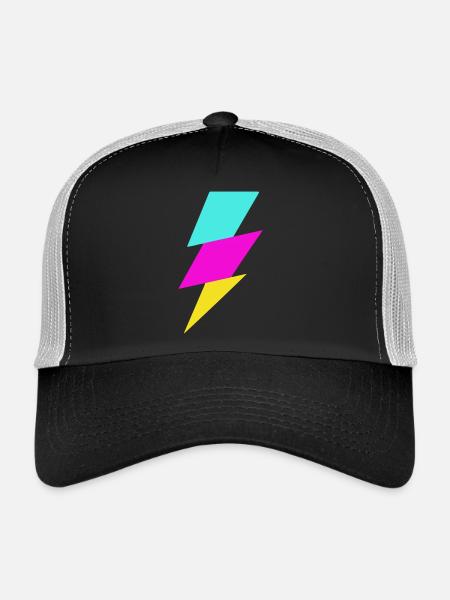 Rayon abstrait aux couleurs néon - Casquette trucker  - noir/gris pierre - Devant