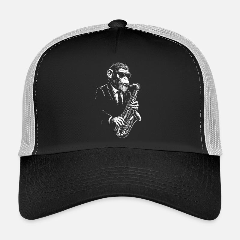 Jazz Sax Monkey in Suit Trucker Cap