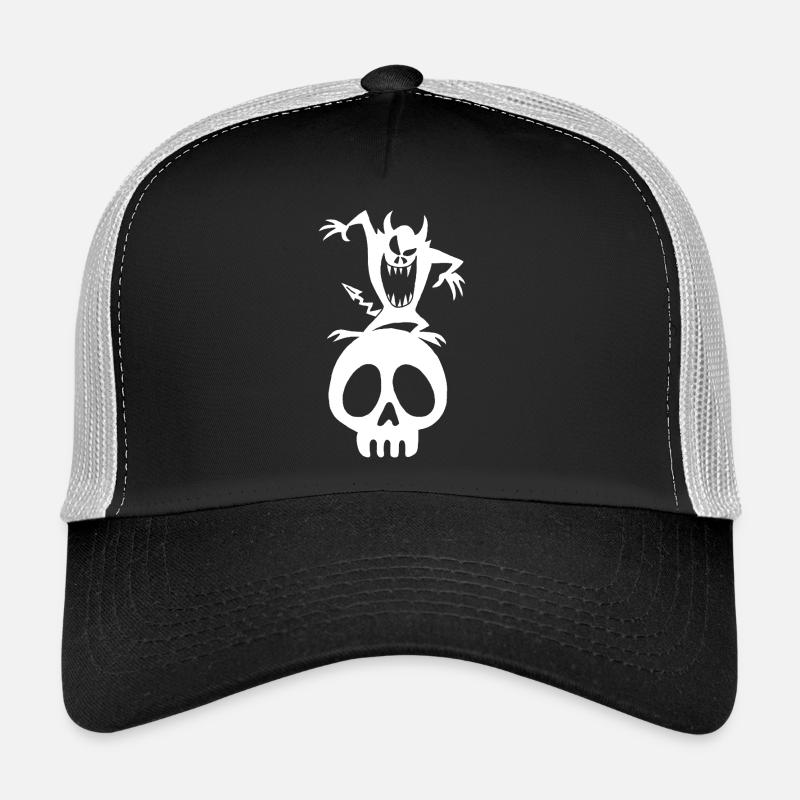 White Demon on a Skull Trucker Cap