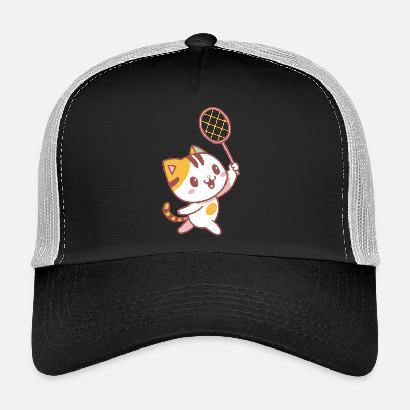 Glückliches Badminton-Kätzchen - Trucker Cap - Schwarz/Steingrau
