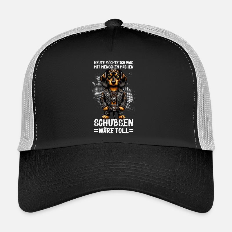 Heute Möchte Ich Was Mit Menschen Machen Schubsen - Trucker Cap - Schwarz/Steingrau