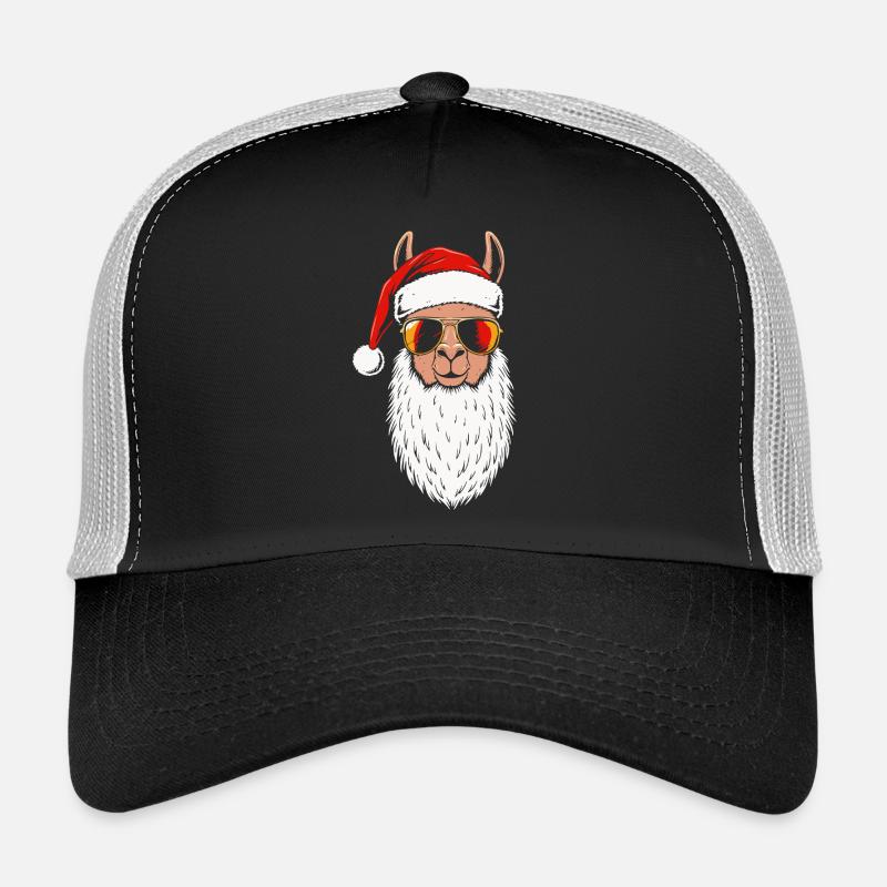 Santa Lama Fun Design Noël Casquette trucker 