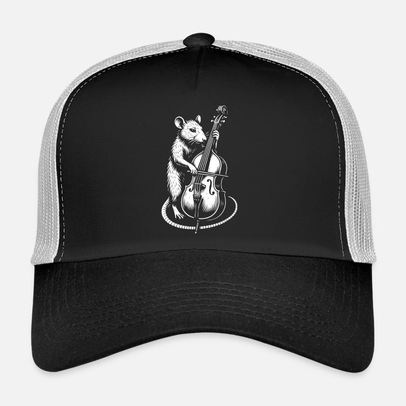 Le rat drôle joue de la contrebasse Casquette trucker 