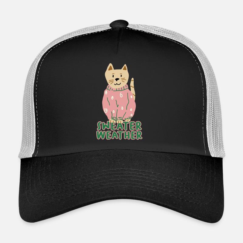 Chat en pull rose – Temps de pull - Casquette trucker  - noir/gris pierre