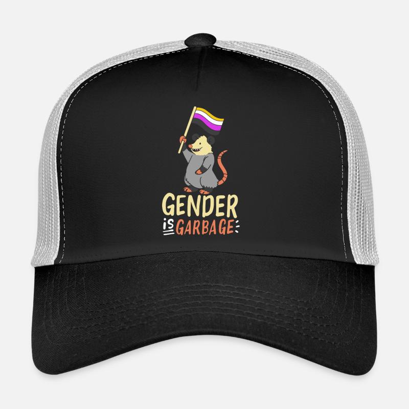 Gender Is Garbage Pride Opossum Design Trucker Cap