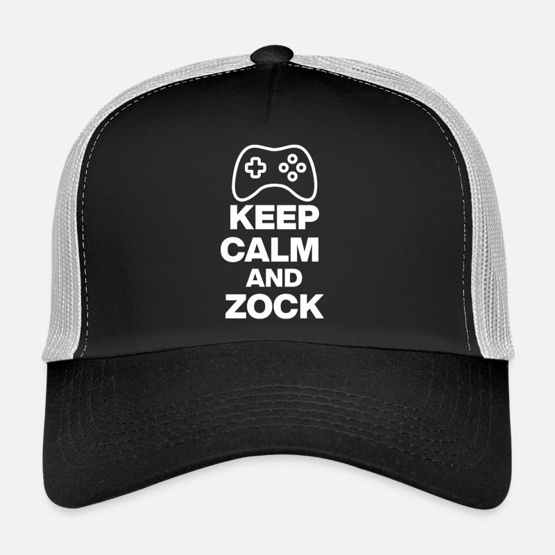 KEEP CALM AND GAMBLE! GAMING GAMER CONSOLE PC white Trucker Cap