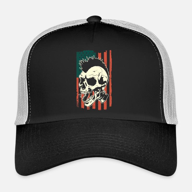 Punk Schädel auf US-Flagge Trucker Cap