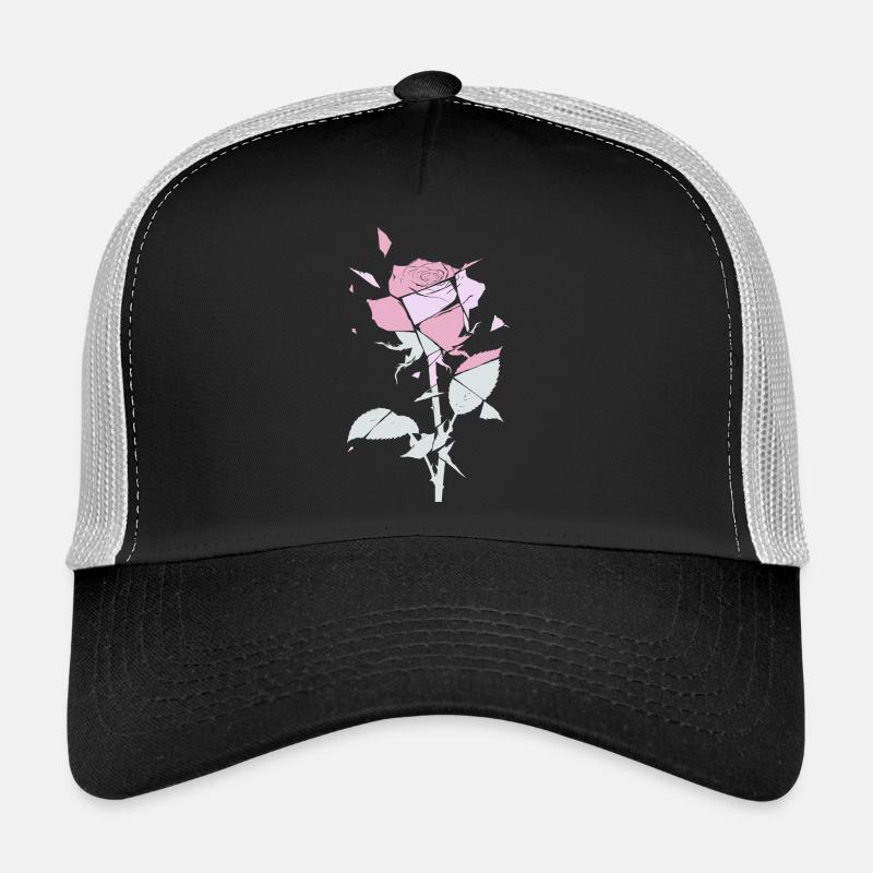 Pastellfarbene Rose Fragmente - Trucker Cap - Schwarz/Steingrau