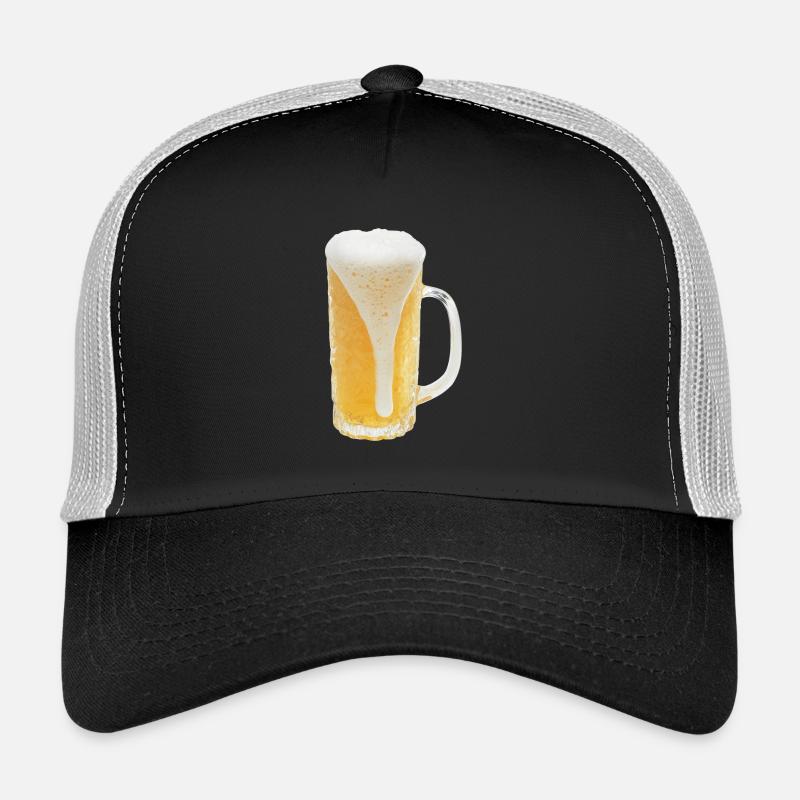 Bière dans un verre avec de la mousse Casquette trucker 