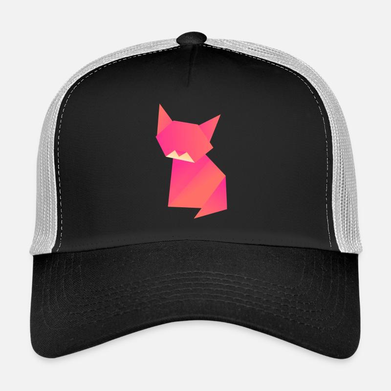 Katze Origami Polygon - Trucker Cap - Schwarz/Steingrau