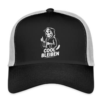 Grim Reaper lustig Motivation Cool bleiben - Trucker Cap - Schwarz/Steingrau - Vorne