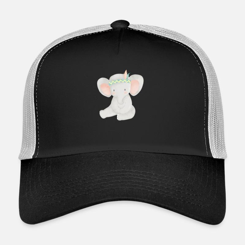 Boho elephant - Trucker Cap - black/stone grey