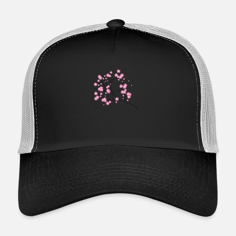 Kirschblüten - Trucker Cap - Schwarz/Steingrau