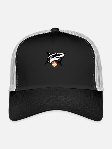 Requin basketball équipe - Casquette trucker  - noir/gris pierre - Devant