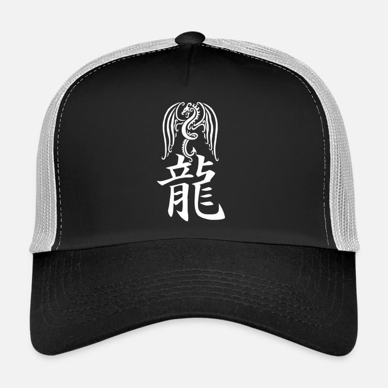 Japanischer weißer Drache - Trucker Cap - Schwarz/Steingrau