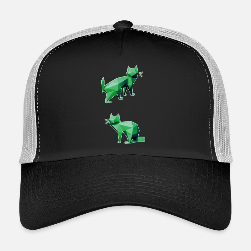 Green Geometry Cats Duo - Trucker Cap - black/stone grey