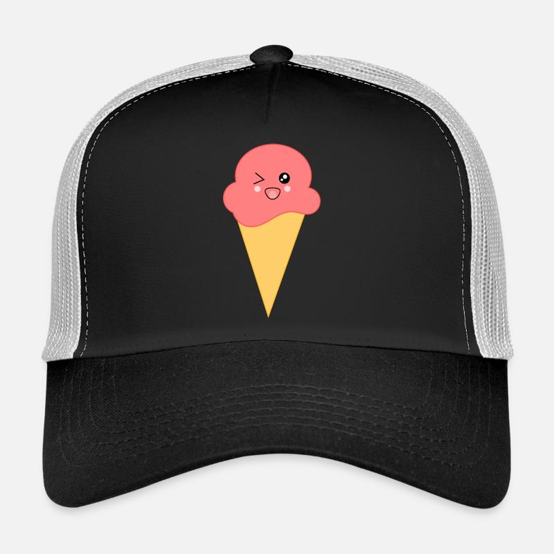 Eis Eiscreme Erdbeereis - Trucker Cap - Schwarz/Steingrau