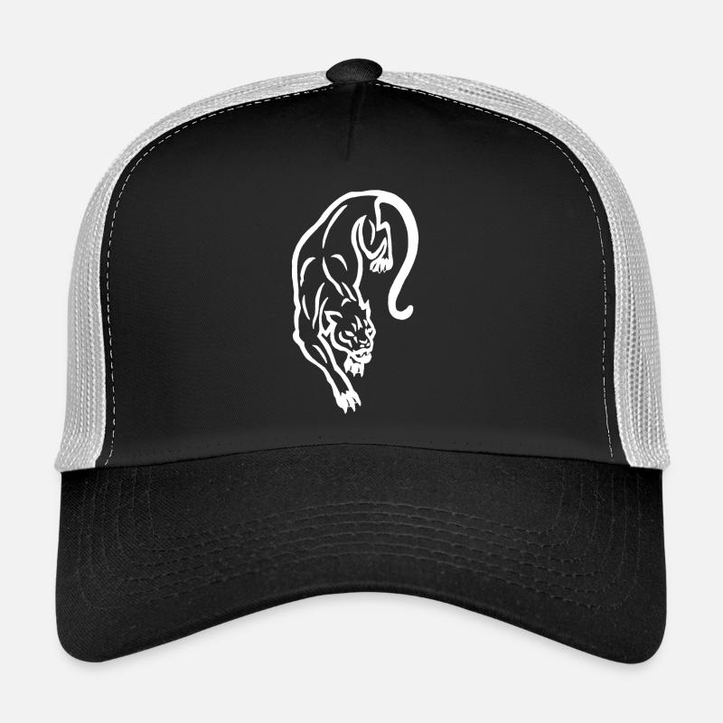 Weiße Panther-Silhouette - Trucker Cap - Schwarz/Steingrau